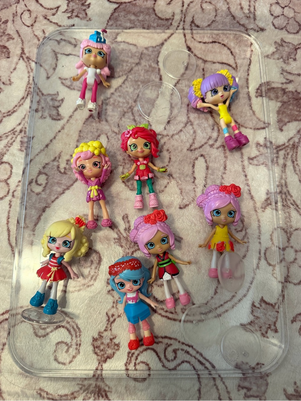 Shopkins Shoppe Dolls Lot 8 Dolls + 5 Doll Stands